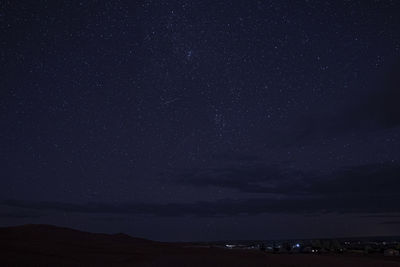 Amazing view of starry sky above desert landscape during night