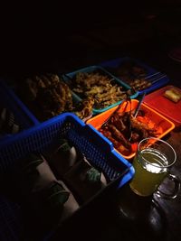 High angle view of food on table