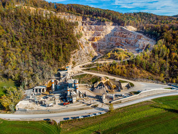 High angle view of road by mountain