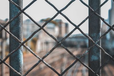 Chainlink fence against buildings