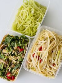 High angle view of noodles in plate