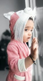 Portrait of cute girl in snow