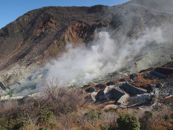 High angle view of panoramic shot of land