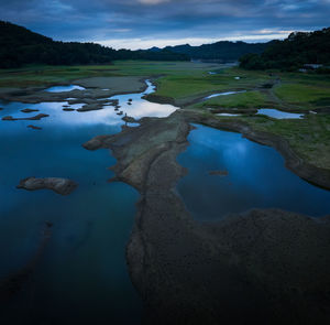 Scenic view of lake against sky