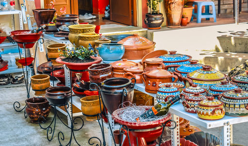 Close-up of various displayed at market stall