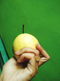 Close-up of hand holding fruit