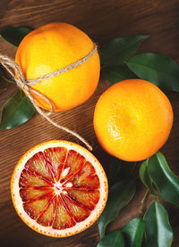 High angle view of orange on table