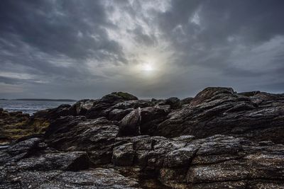 Scenic view of sea against cloudy sky