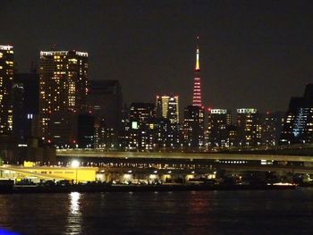 Illuminated city at night