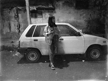 Vintage car on street in city