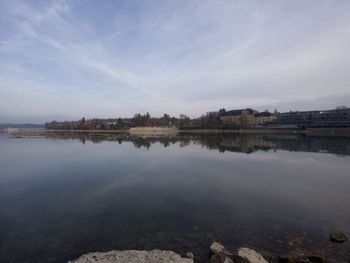 Scenic view of lake against sky