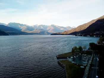 A beautiful view across the water with coastal landscape scenery changing along