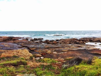 Scenic view of sea against clear sky