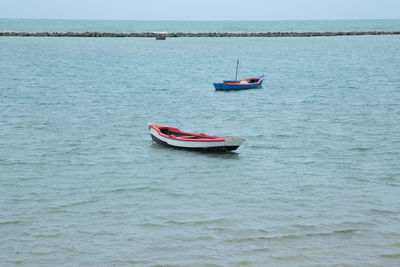 High angle view of boat in sea