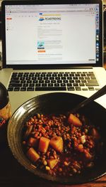 Close-up of food on table