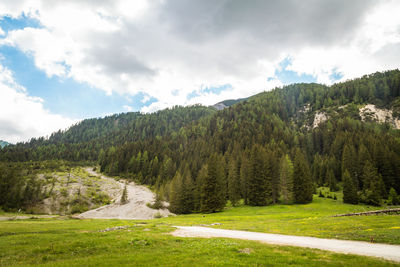 Natural landscape with green mountain peaks in summer