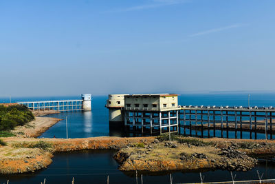 Scenic view of sea against clear sky