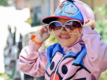 Portrait of boy wearing sunglasses