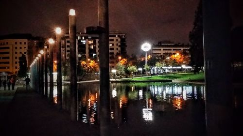 Illuminated city at night