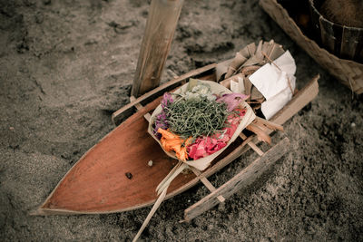 Small boat in traditional balinese ceremony