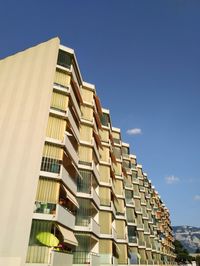 Low angle view of modern building against clear sky