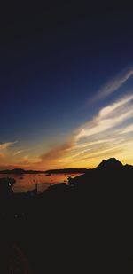 Scenic view of silhouette landscape against sky at sunset