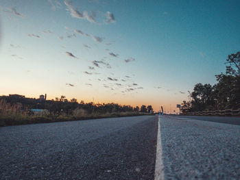 Surface level of road against sky