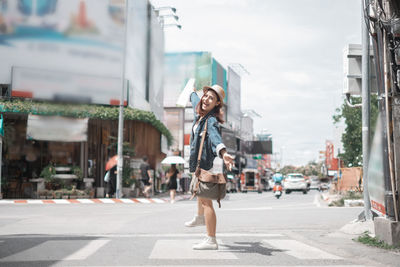 Woman on city street