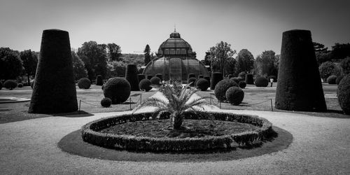 View of fountain in garden