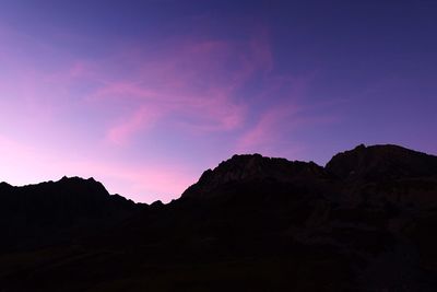 Silhouette mountains against sky at sunset