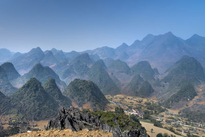 Scenic view of mountains against clear sky