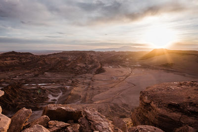 Scenic view of landscape against sky during sunset