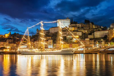 View of porto city over douro river. porto, vila nova de gaia, portugal
