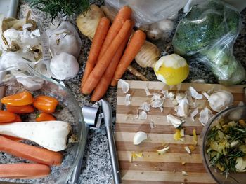 High angle view of vegetables