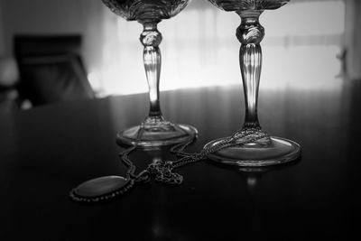 Close-up of wineglass on table