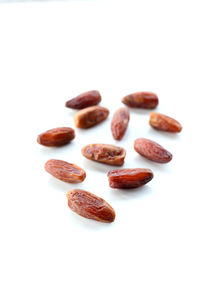 High angle view of cookies against white background