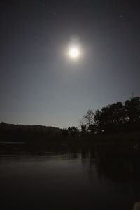 Scenic view of lake against sky at night