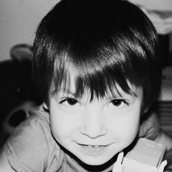 Close-up portrait of boy at home