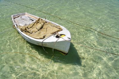 High angle view of boat in water