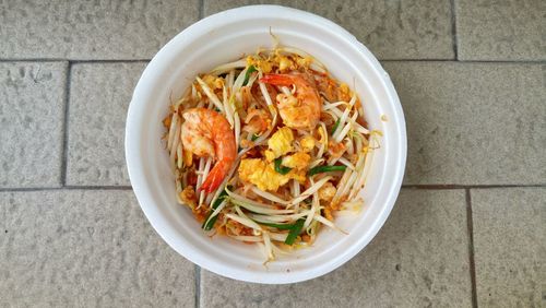 High angle view of food in bowl