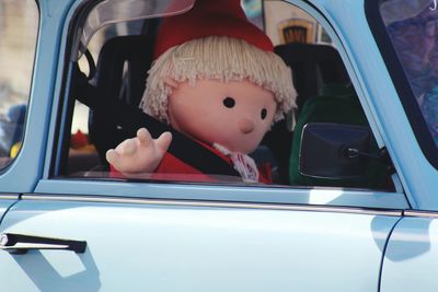 Close-up of toy in car