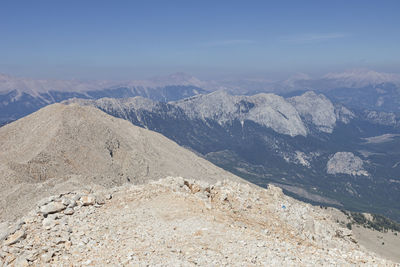 Scenic view of mountains against sky