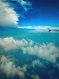 Aerial view of clouds over blue sky