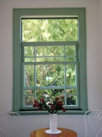 Close-up of window on window sill