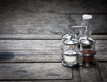 Condiments on table