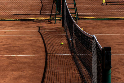 High angle view of tennis court