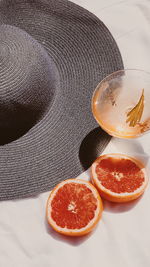 High angle view of breakfast on table