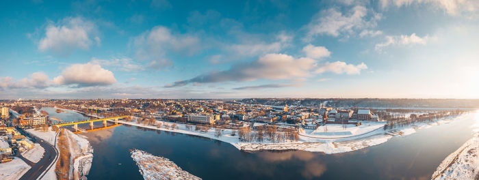 Aerial view of city during winter