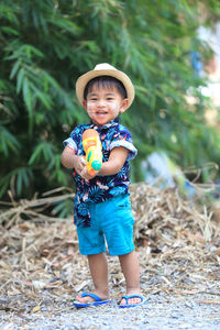 Portrait of cute boy wearing hat