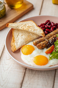 Close-up of food in plate on table